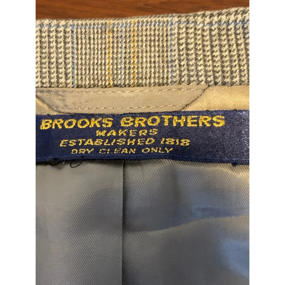 Brooks Brothers Makers Gray‎ Glen Plaid 100% Wool 3-Button Blazer Sport Coat